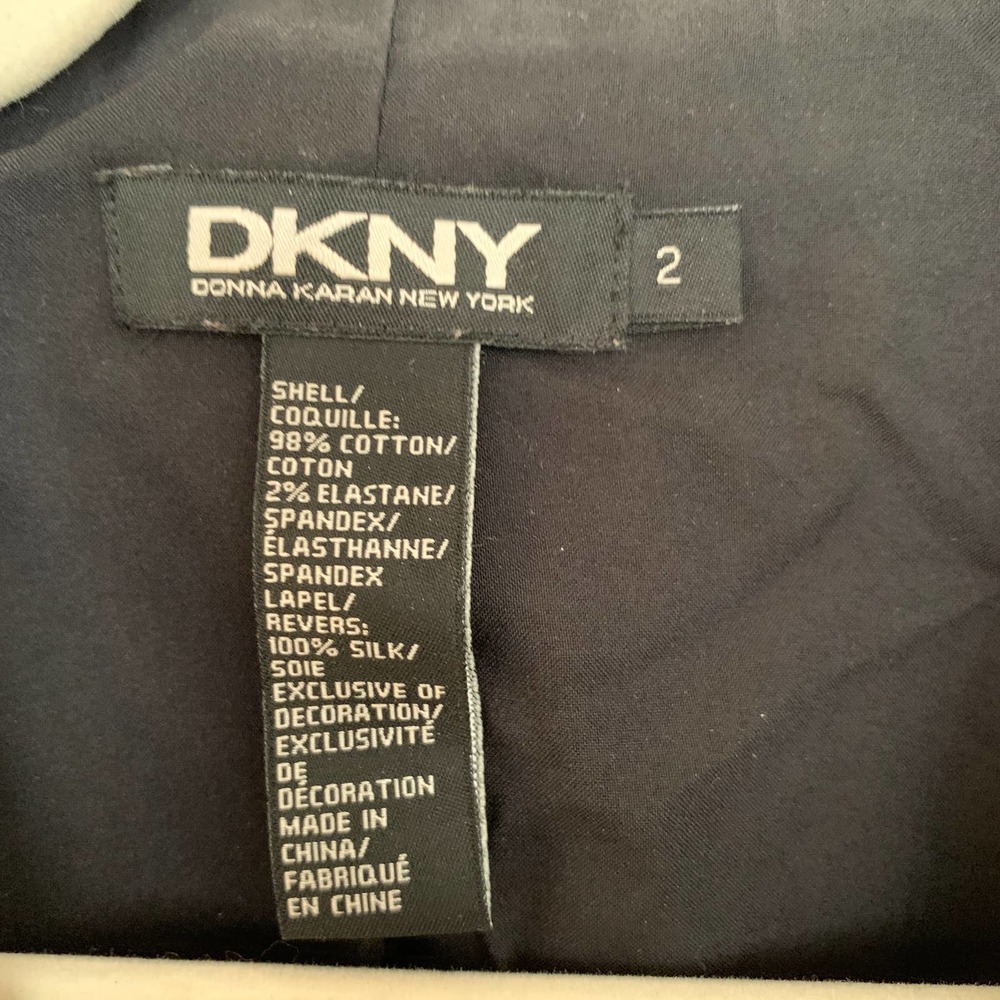 DKNY Black Velvet One Button Long Sleeve Blazer Jacket 2 - Picture 3 of 4